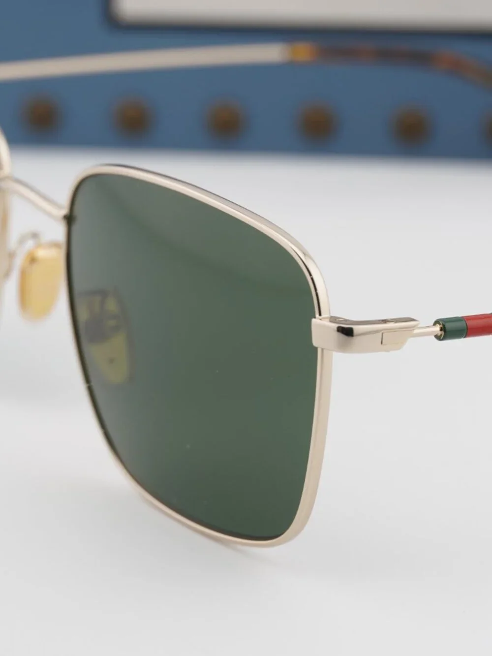 Gucci GG2097SK 002 Square Sunglasses - Gold\Green